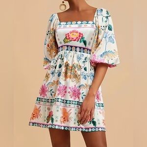 Floral Print Puff Sleeve Dress NWOT